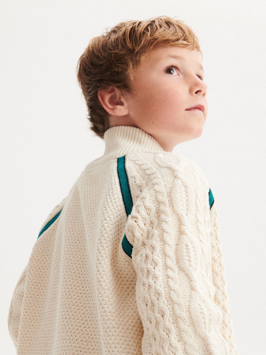 Jumper with stand up collar - cream - RESERVED - 4