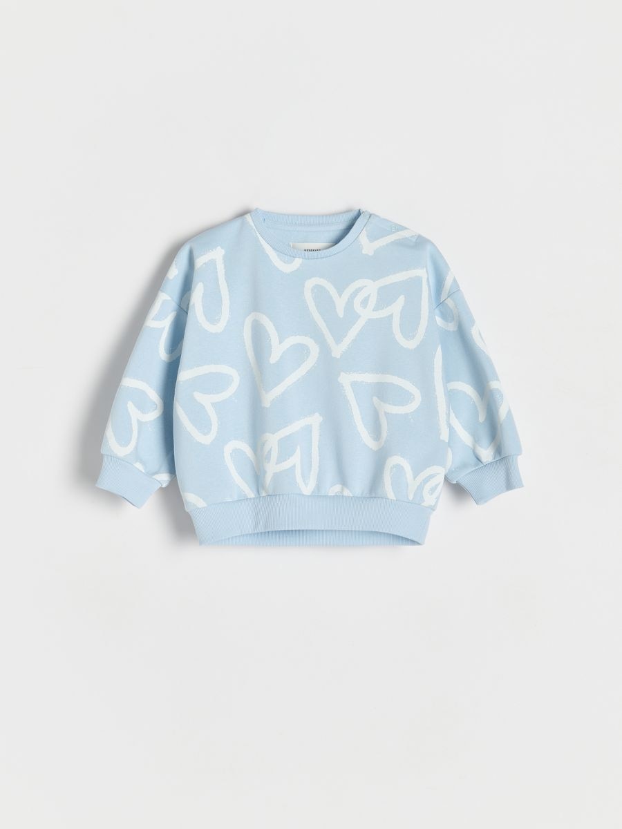 Sweatshirt with heart print - pale blue - RESERVED - 3