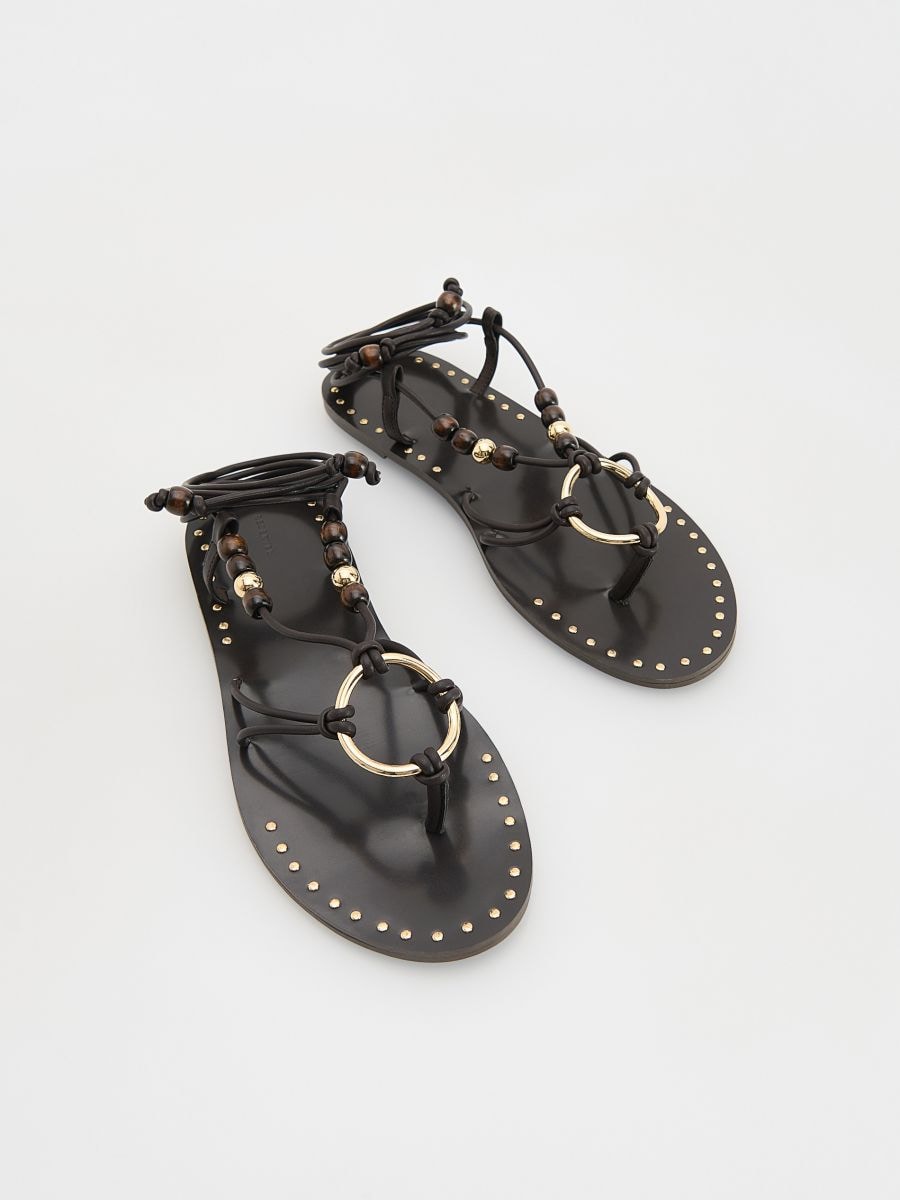 Strap flat sandals - dark brown - RESERVED - 2
