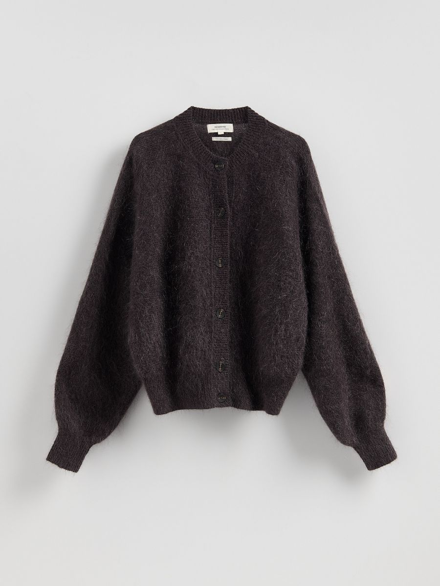 Cardigan with mohair - dark grey - RESERVED