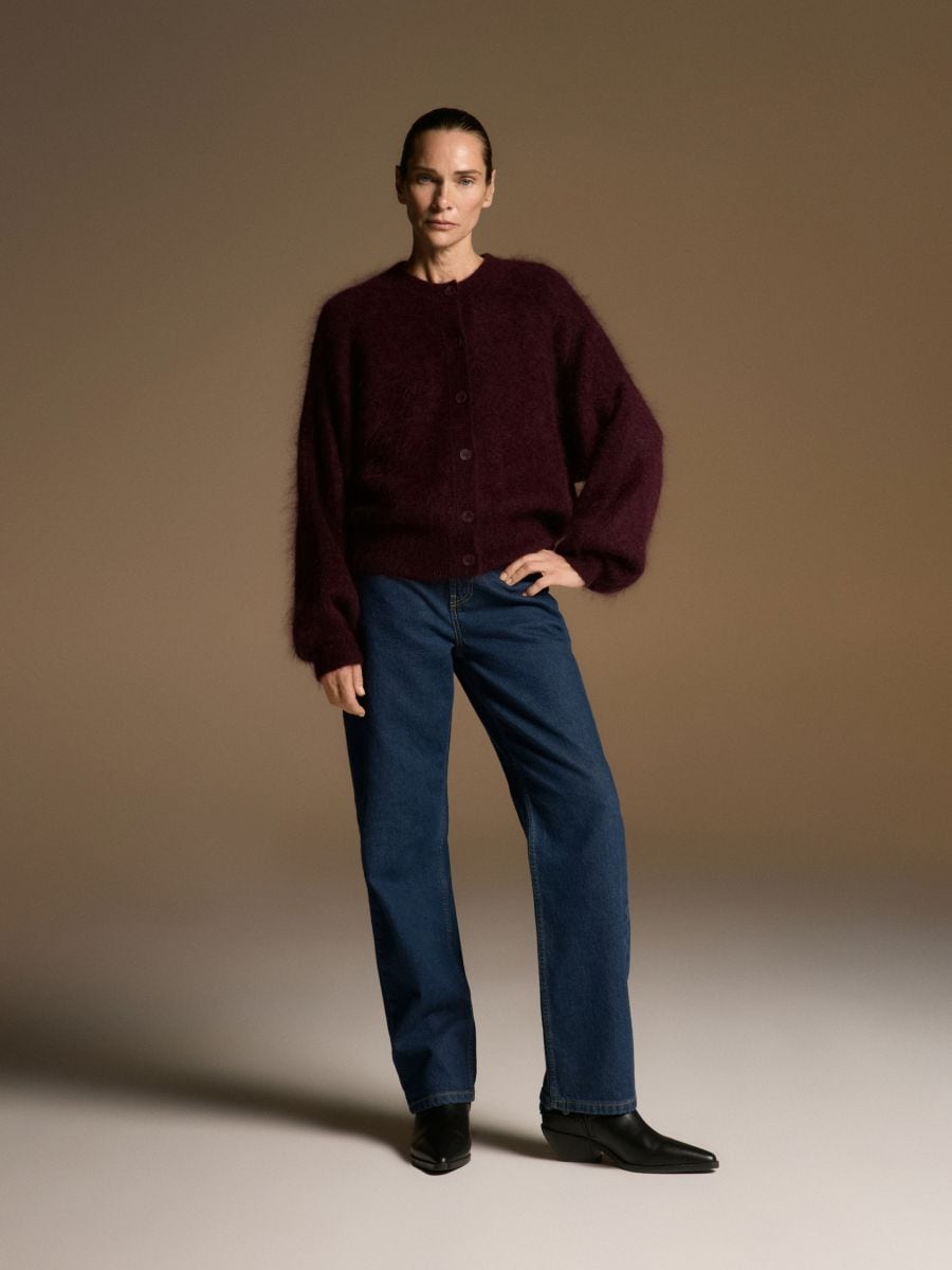 Cardigan with mohair - mahogany - RESERVED