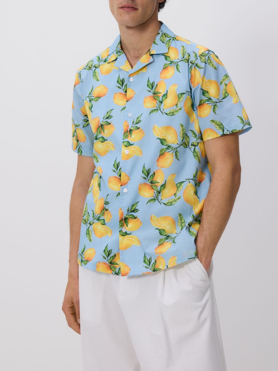 Comfort fit cotton shirt - multicolor - RESERVED