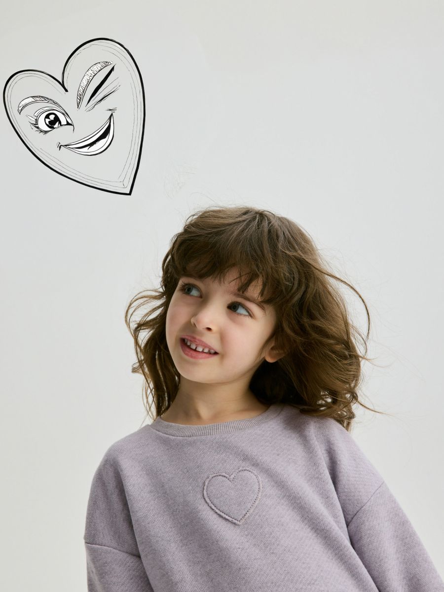 Cotton hoodie with appliqué - lavender - RESERVED - 6