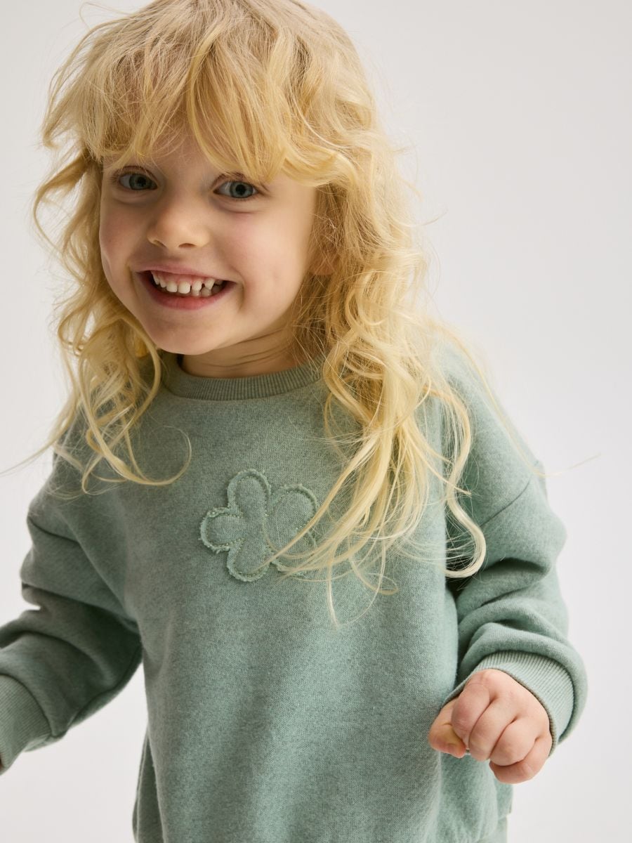 Cotton hoodie with appliqué - pale green - RESERVED - 4