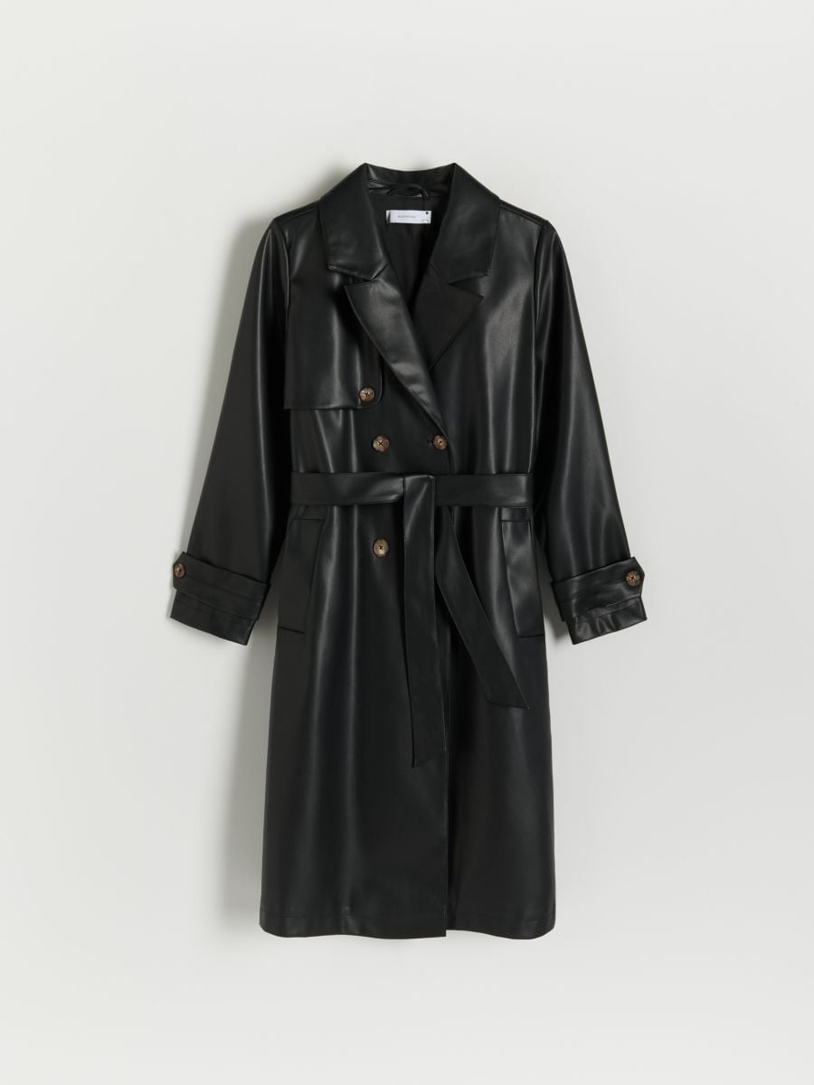 Trench-coat en cuir synthétique - noir - RESERVED - 5