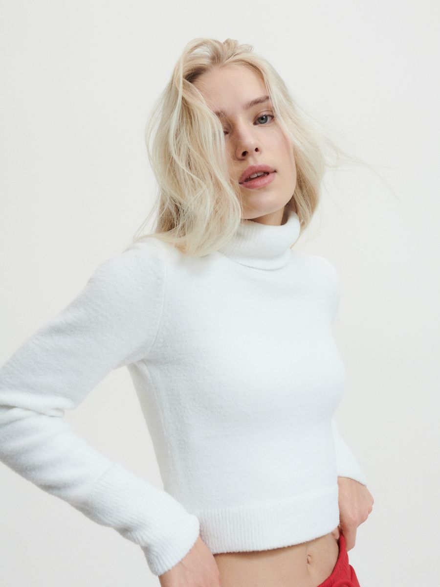 LADIES` SWEATER - krem - RESERVED - 3