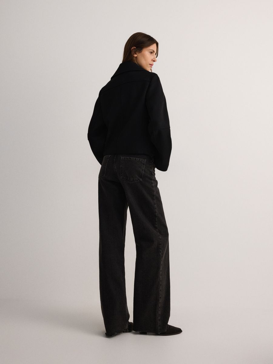 Biker-style jacket with wool - black - RESERVED - 3