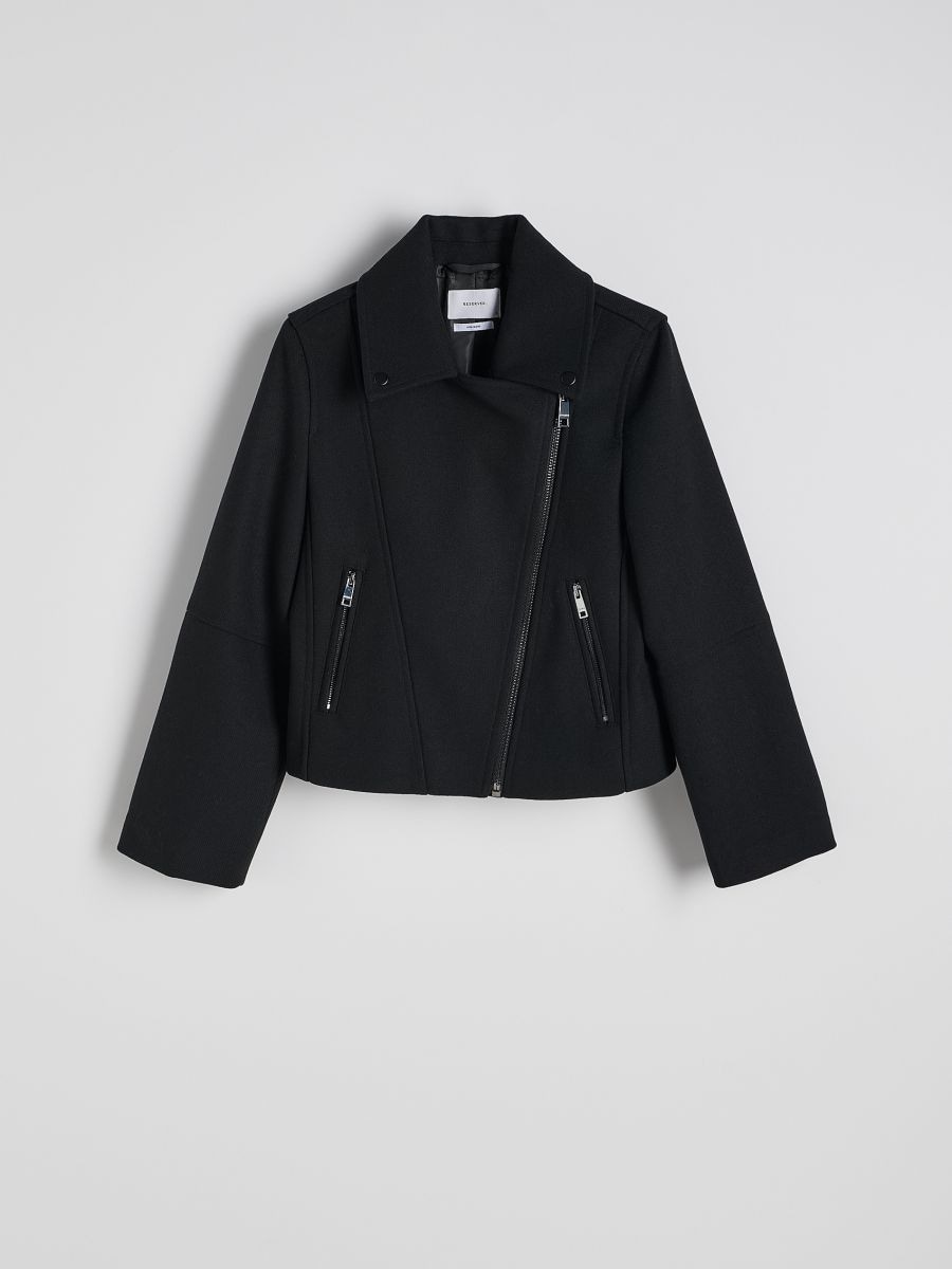 Biker-style jacket with wool - black - RESERVED - 4