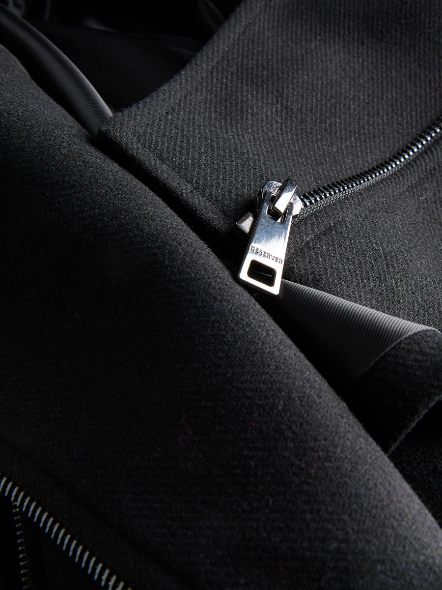Biker-style jacket with wool - black - RESERVED - 5