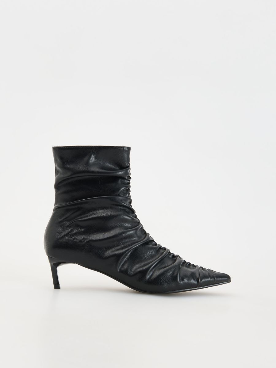 Ankle boots with gathered shaft - black - RESERVED - 2
