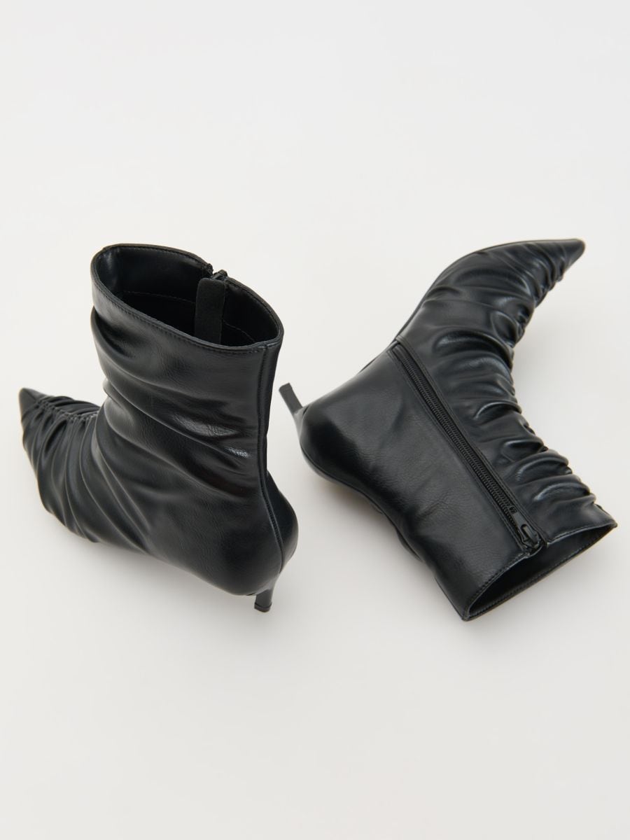 Ankle boots with gathered shaft - black - RESERVED - 5
