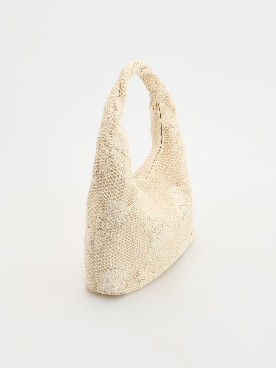 Laser-cut hobo bag - cream - RESERVED - 4