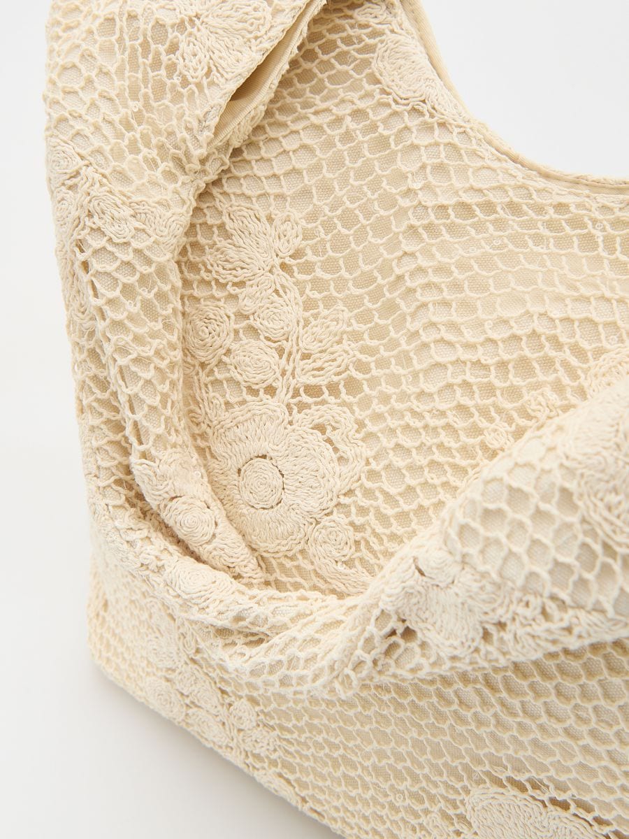 Laser-cut hobo bag - cream - RESERVED - 3