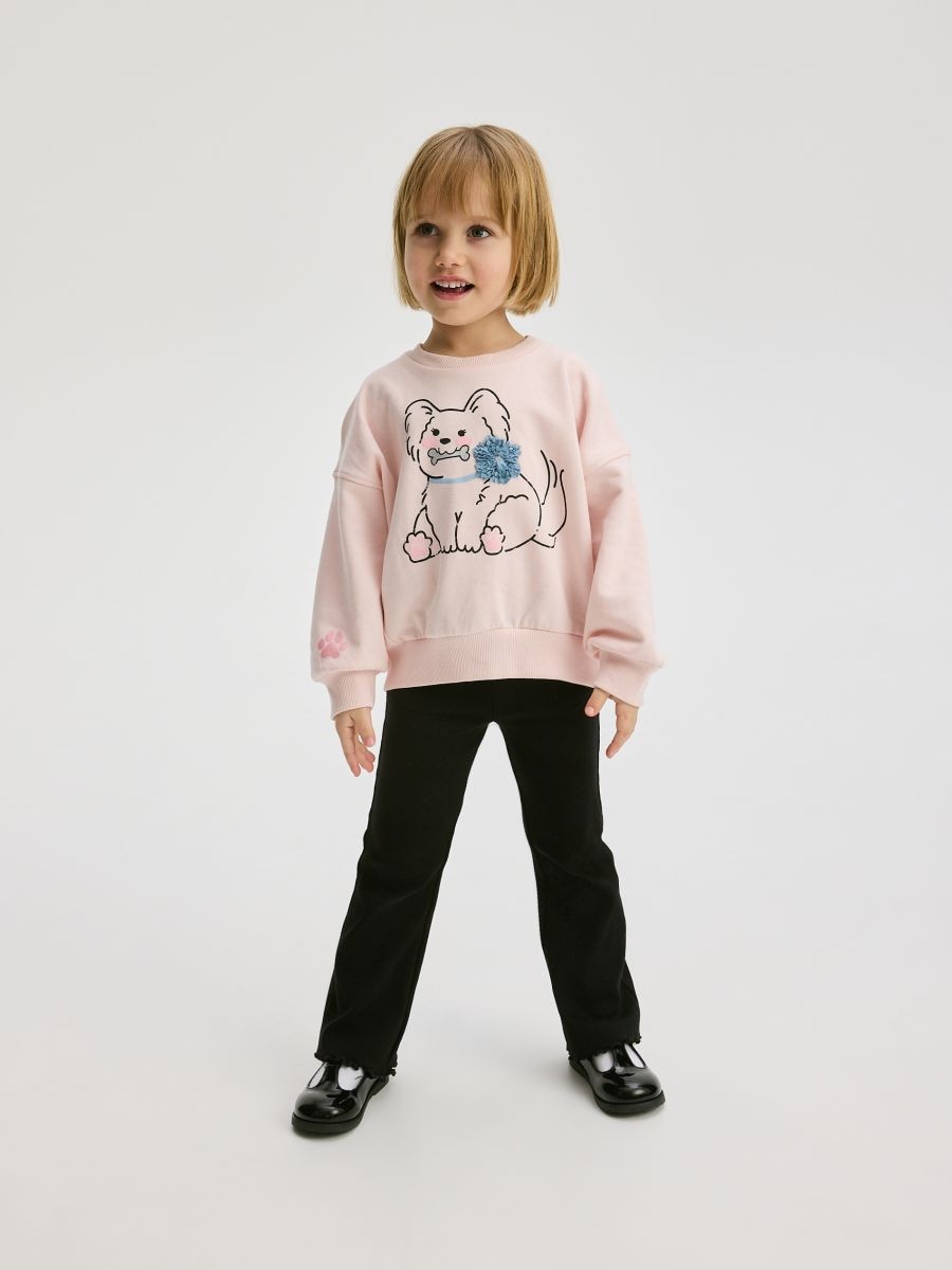 Cotton rich sweatshirt with print - pastel pink - RESERVED - 4