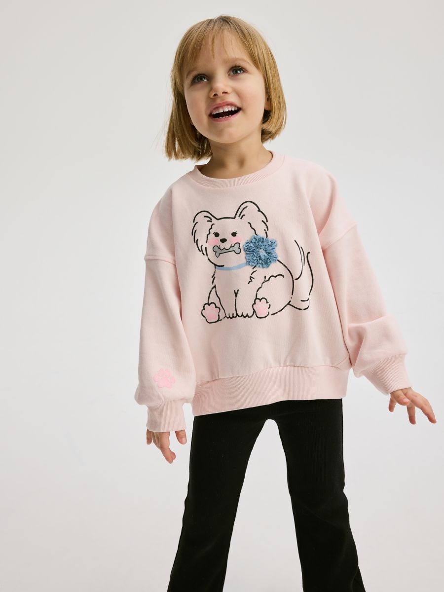 Cotton rich sweatshirt with print - pastel pink - RESERVED - 5