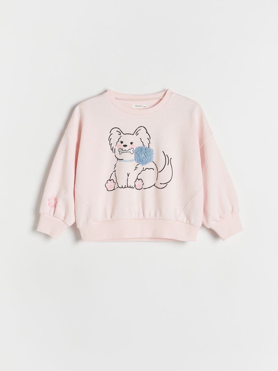 Cotton rich sweatshirt with print - pastel pink - RESERVED