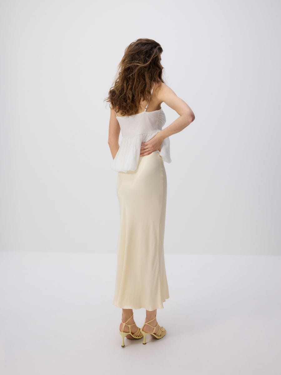 Viscose maxi skirt - light yellow - RESERVED - 4
