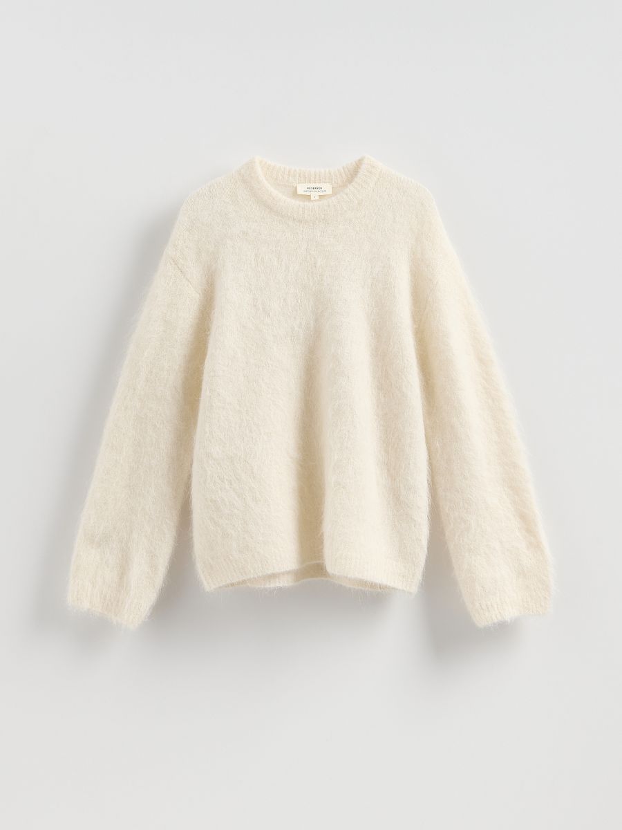 Sweter z wełną alpaki - złamana biel - RESERVED