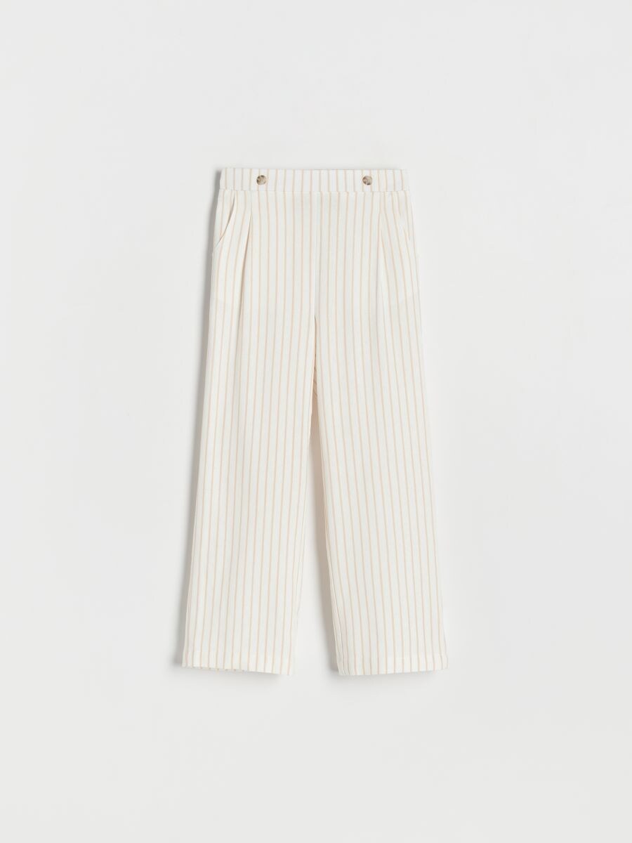 Patterned trousers with linen blend - beige - RESERVED - 2