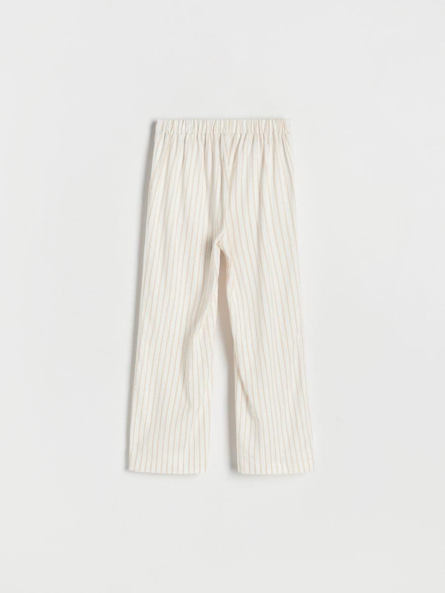 Patterned trousers with linen blend - beige - RESERVED - 4