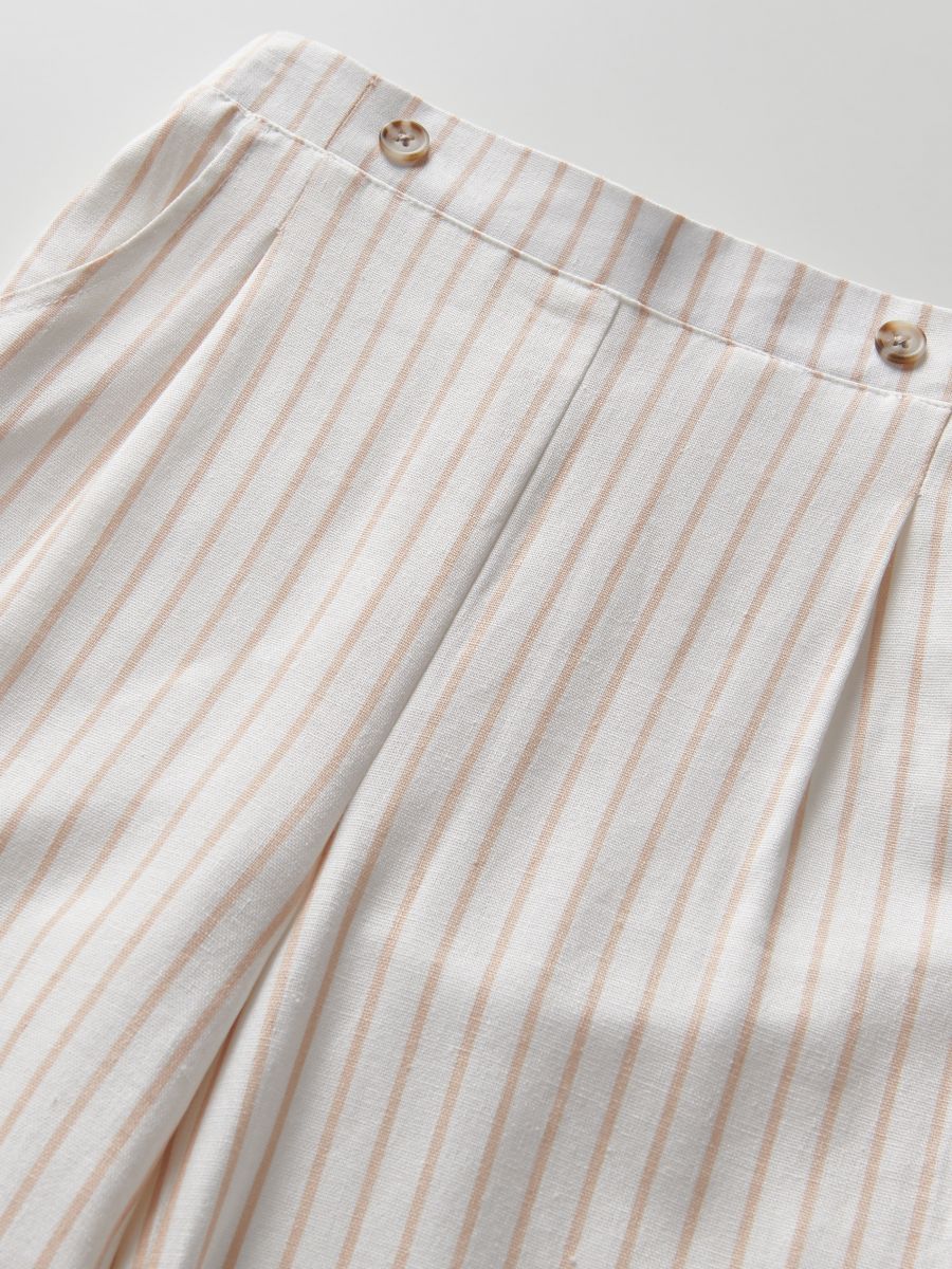 Patterned trousers with linen blend - beige - RESERVED - 5