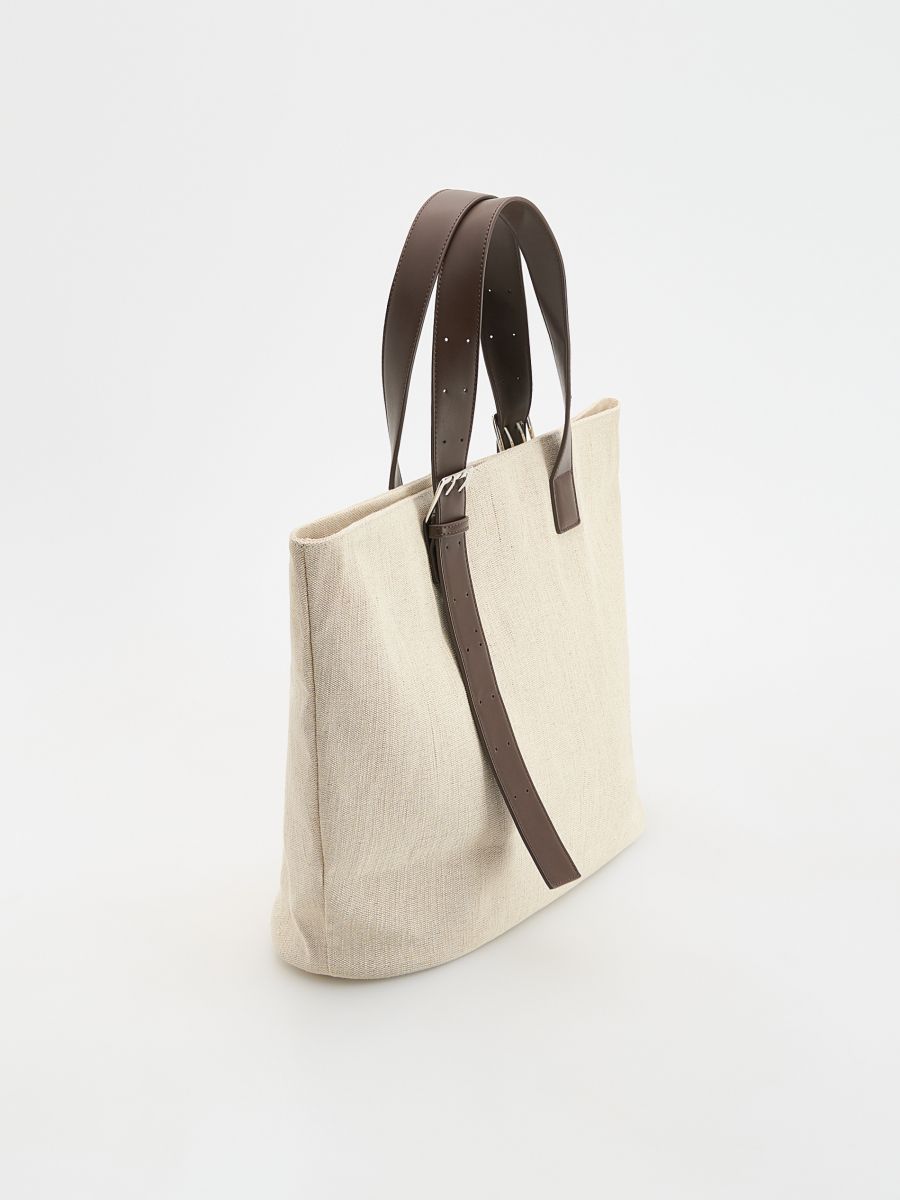 Fabric shopper bag - cream - RESERVED - 4