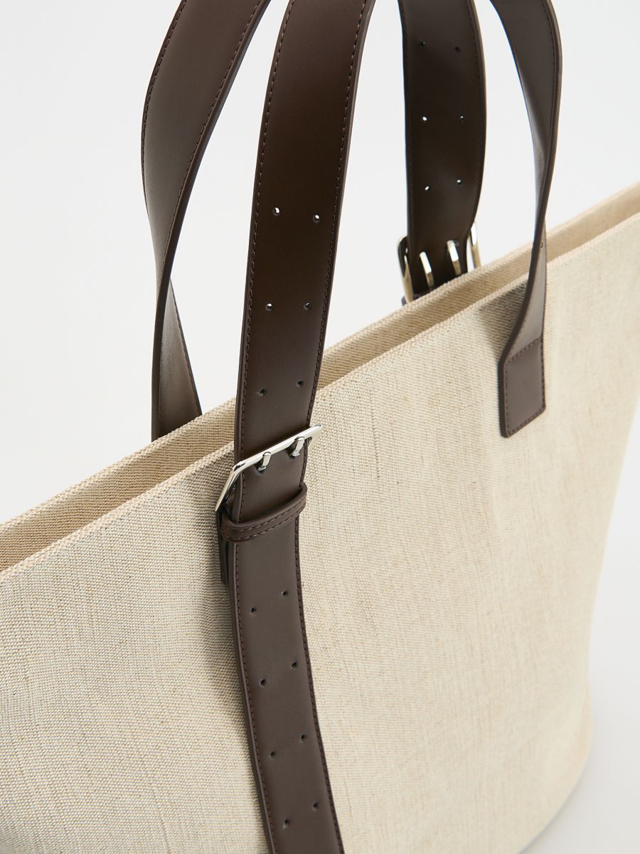 Fabric shopper bag - cream - RESERVED - 3