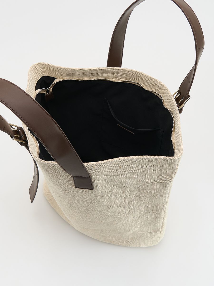 Fabric shopper bag - cream - RESERVED - 5