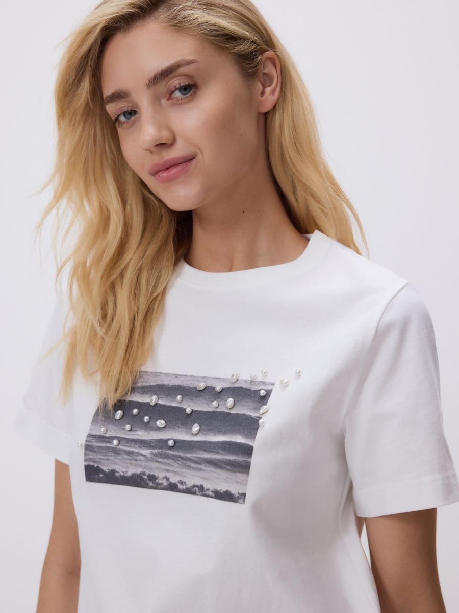 T-shirt with print and appliqué - white - RESERVED - 3