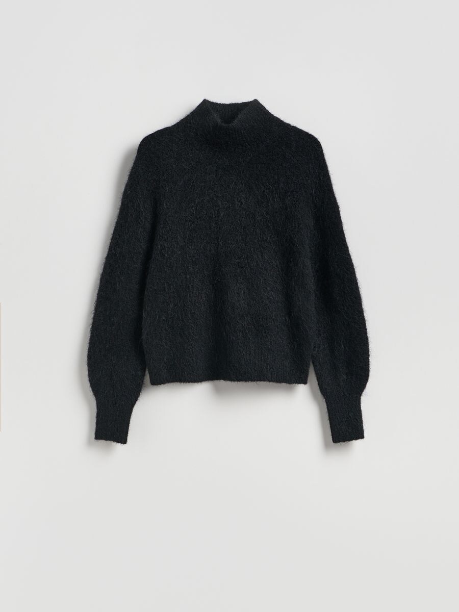 Sweter z wełną z alpaki - czarny - RESERVED