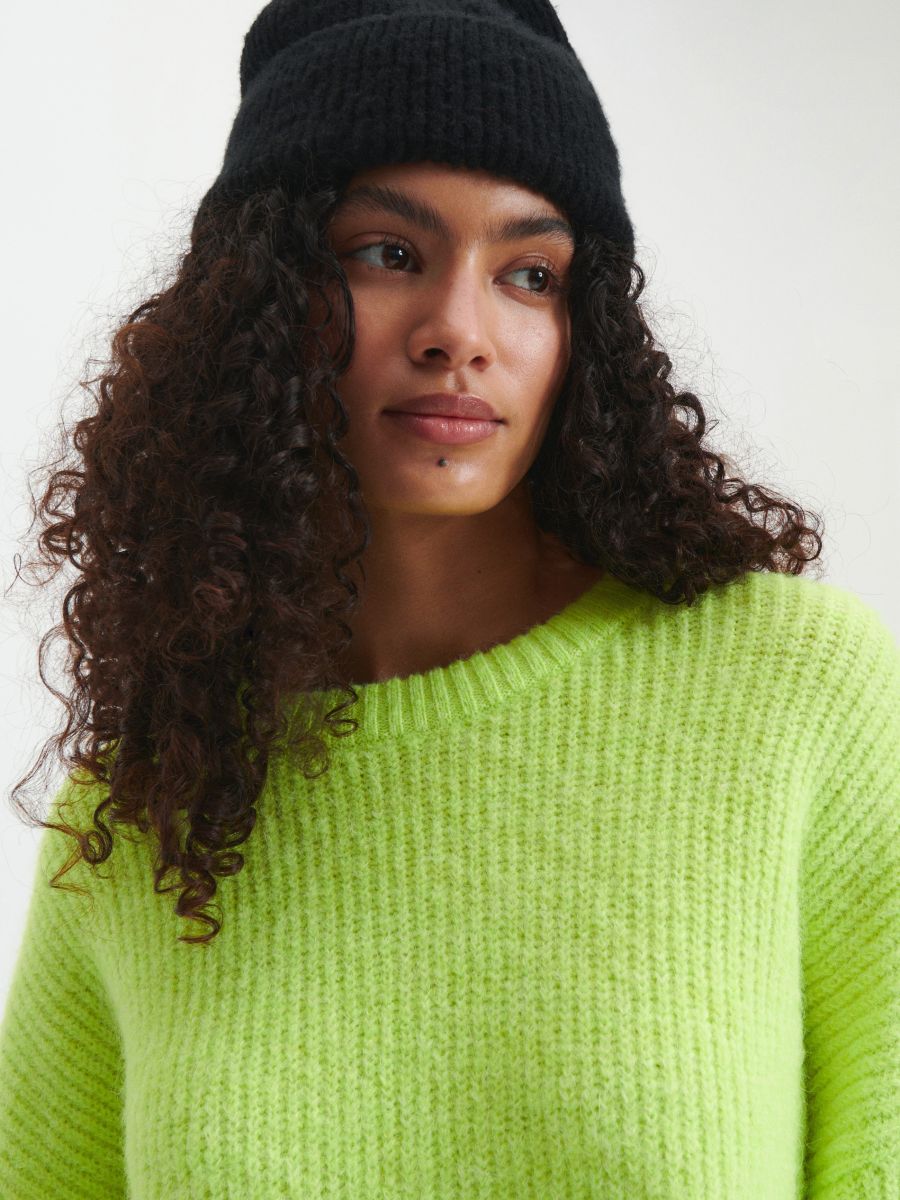 Oversize rebrast pulover - rumeno zelena - RESERVED - 2