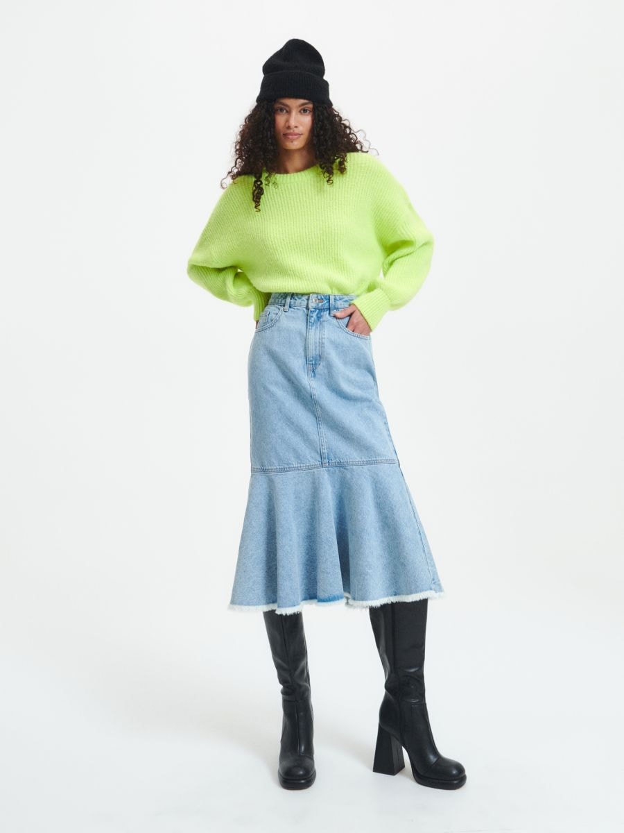 Oversize rebrast pulover - rumeno zelena - RESERVED - 3