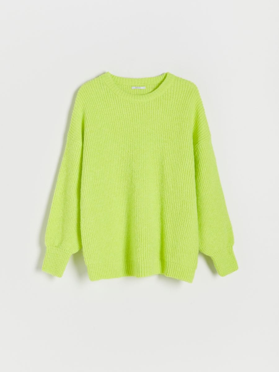 Oversize rebrast pulover - rumeno zelena - RESERVED - 4