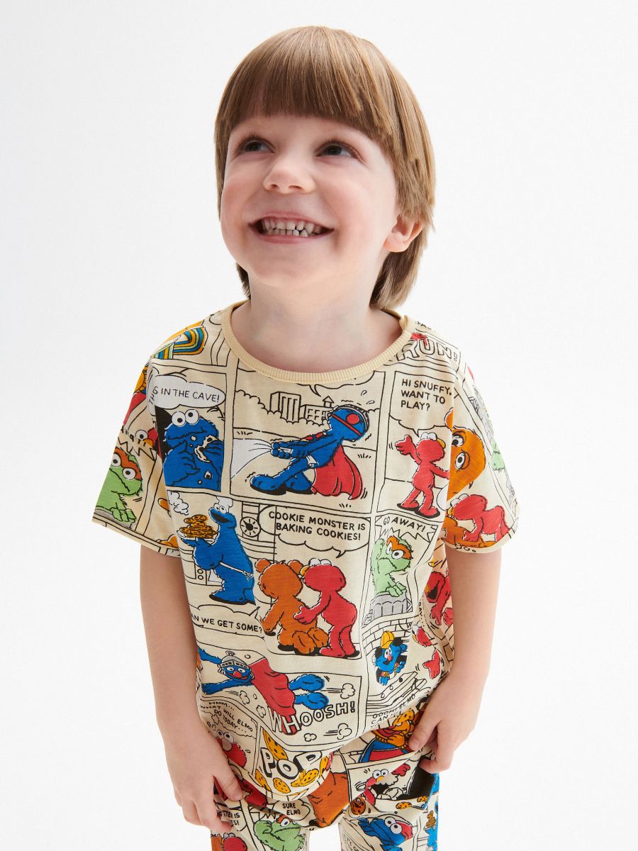 Oversize majica Sesame Street - kožna - RESERVED