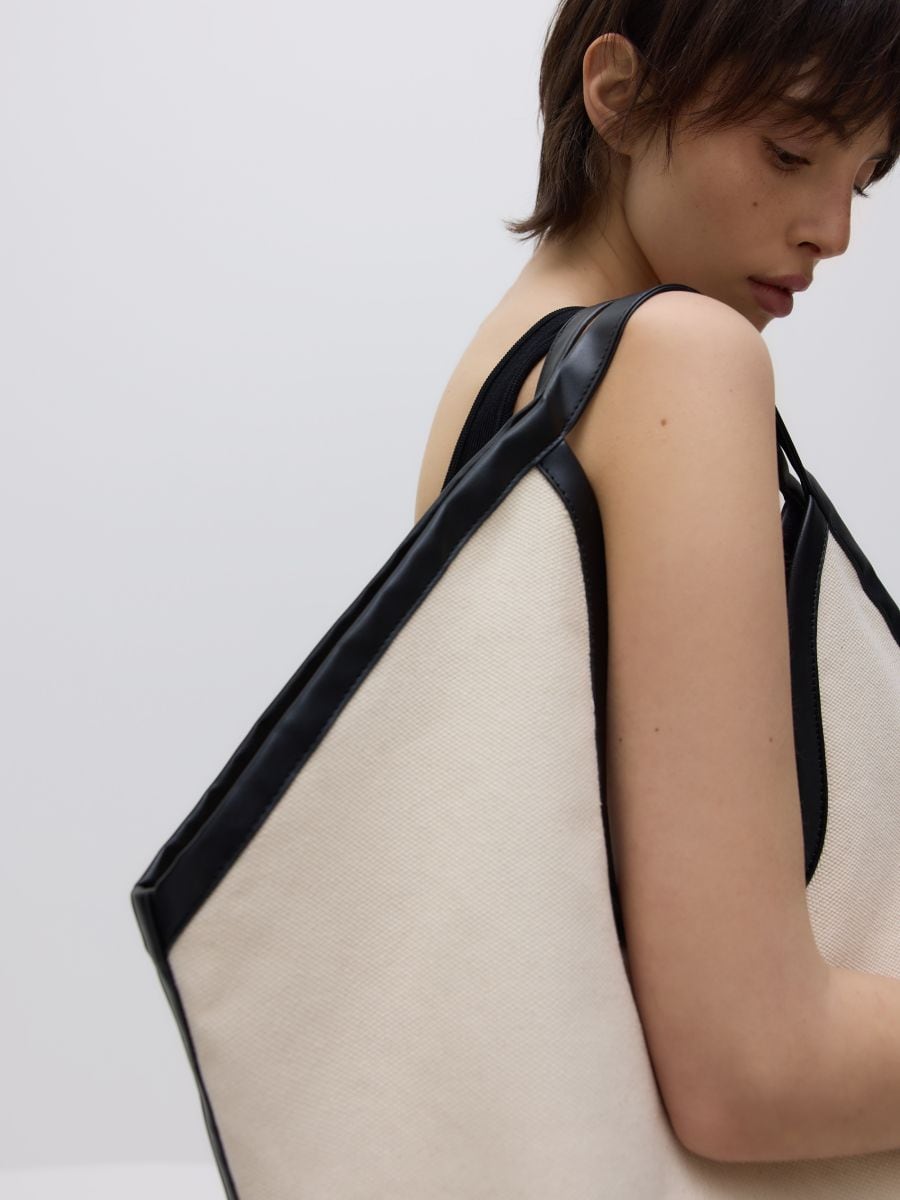 Fabric hobo bag - cream - RESERVED - 4
