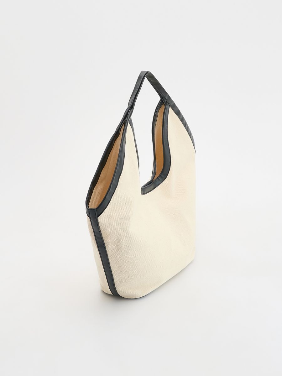 Fabric hobo bag - cream - RESERVED - 6