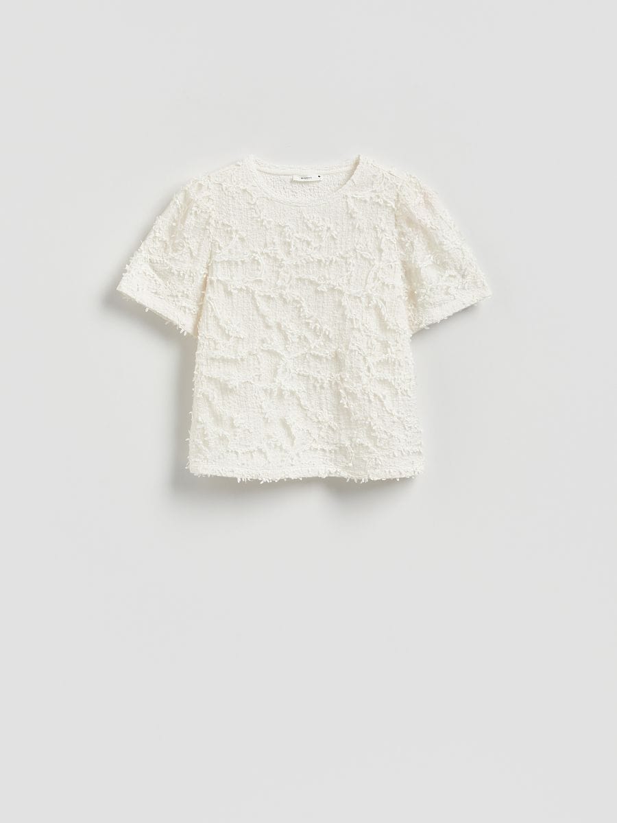Top with appliques - cream - RESERVED