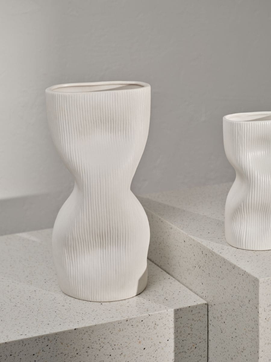 Organically shaped vase - white - RESERVED