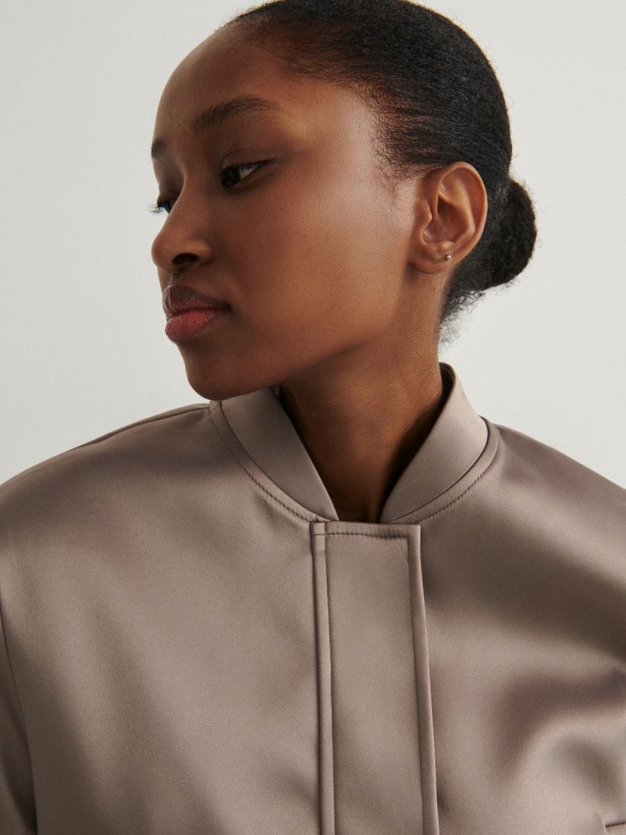 Shiny fabric jacket - brownish green - RESERVED - 2