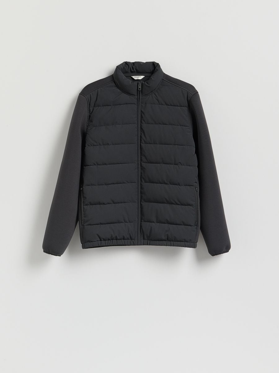 Jacket with stand up collar - steel blue - RESERVED