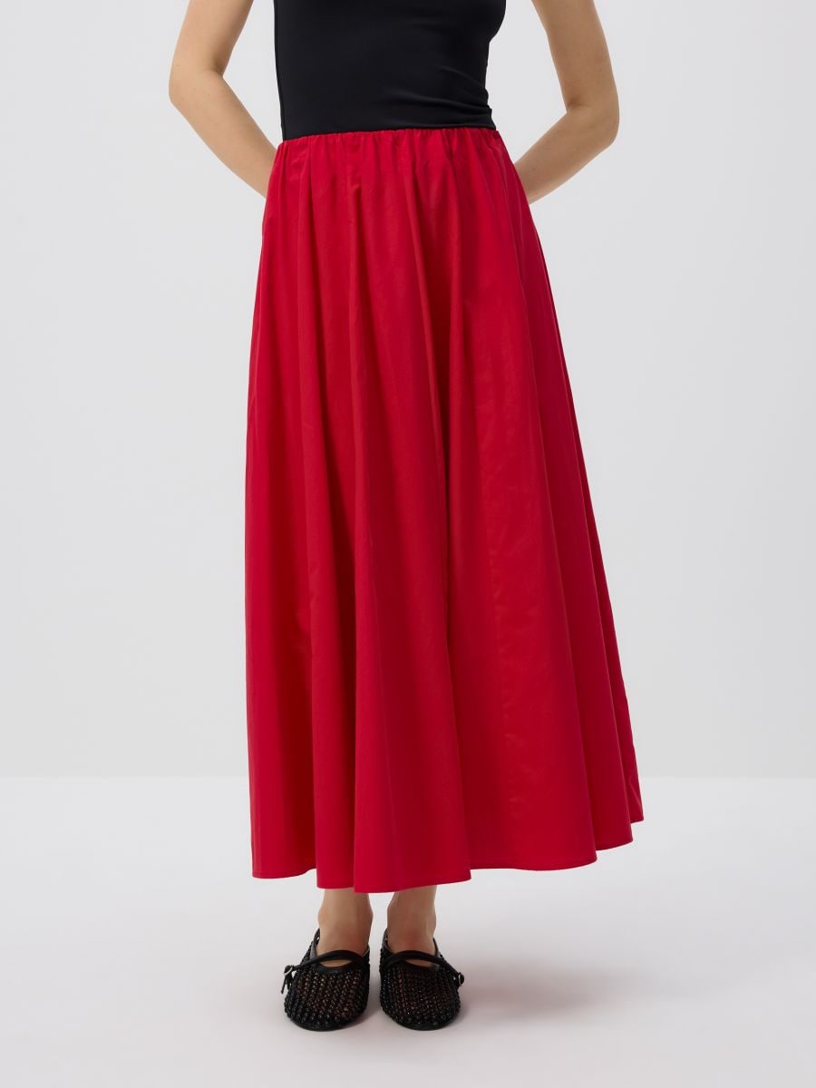 Cotton midi skirt - red - RESERVED - 4
