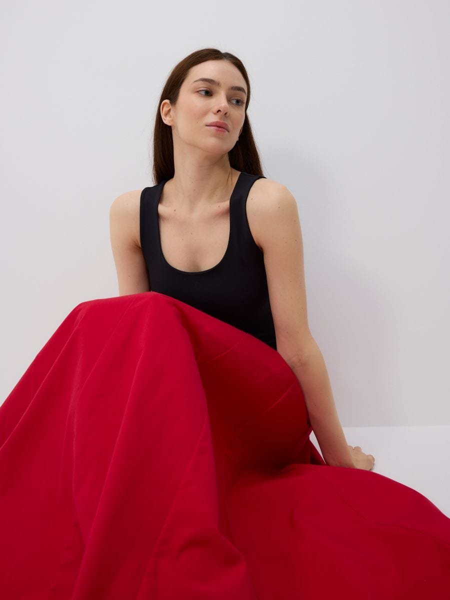 Cotton midi skirt - red - RESERVED - 6
