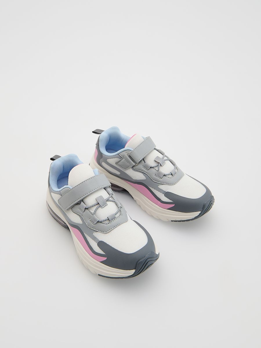Sneakers with Velcro fastening - light grey - RESERVED