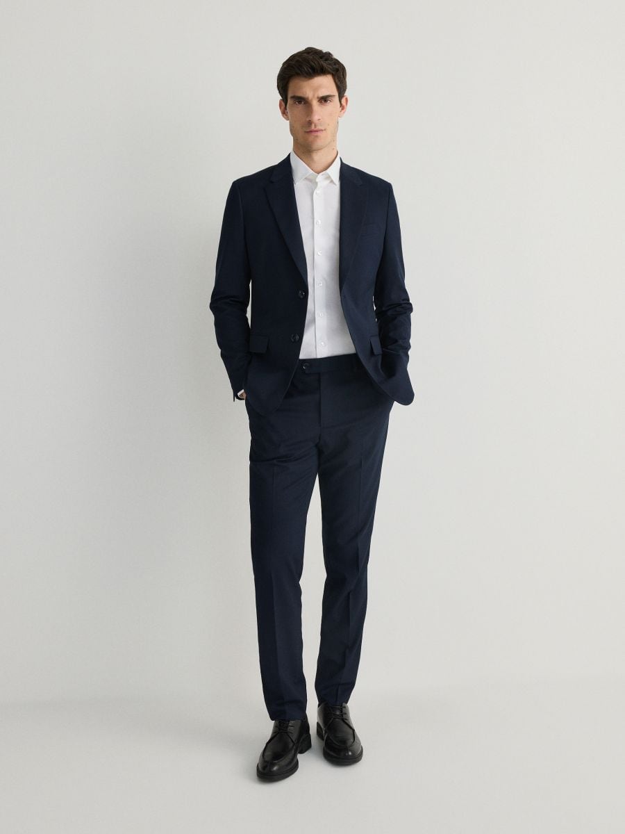 Pantaloni slim con piega stirata - blu scuro - RESERVED