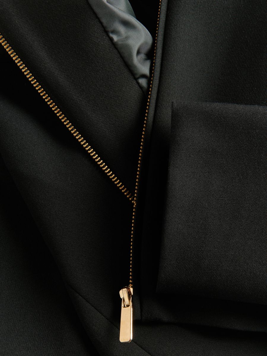 Cropped jacket with collar - black - RESERVED - 2