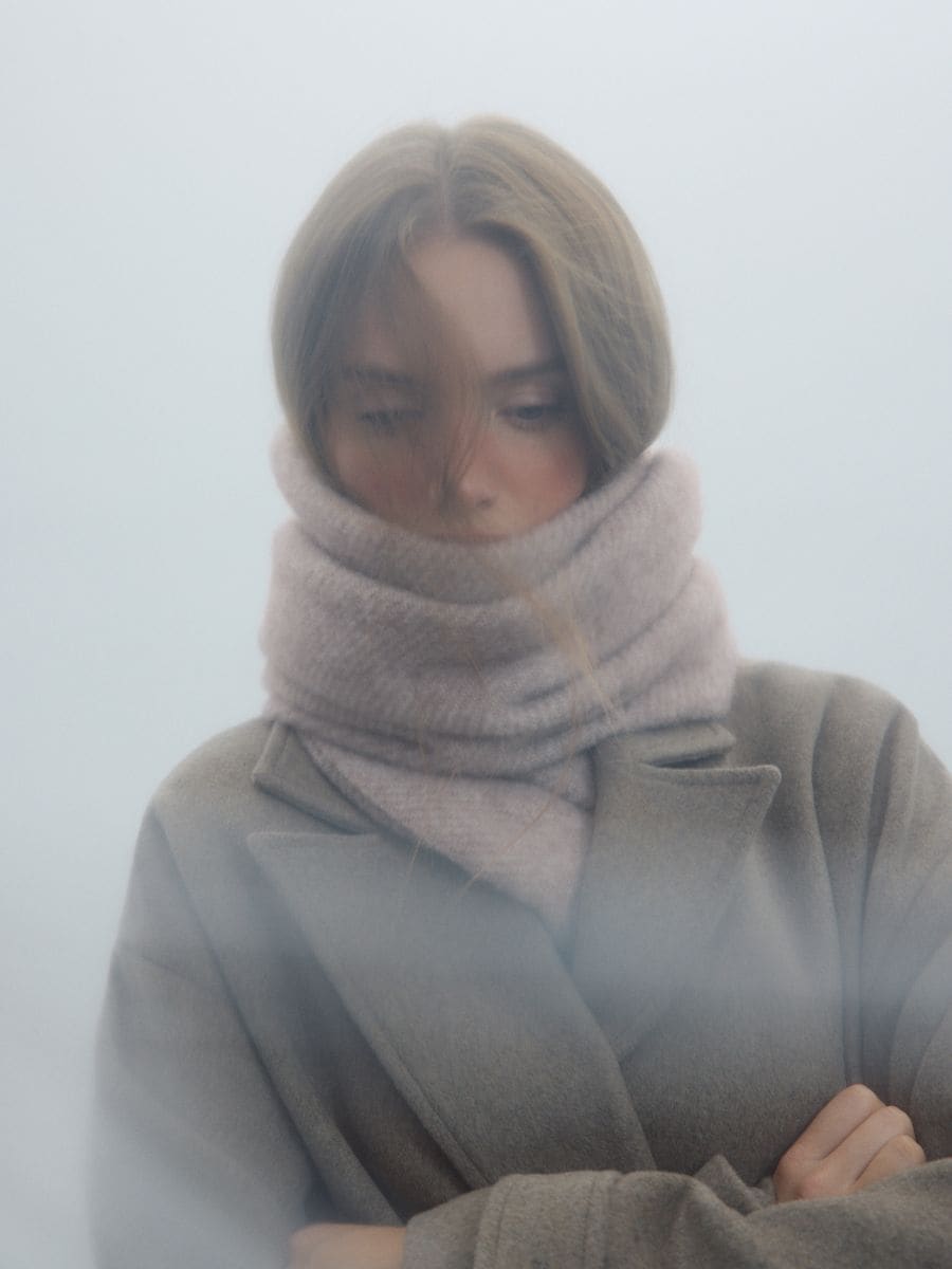 Scarf with wool blend - taupe - RESERVED - 2