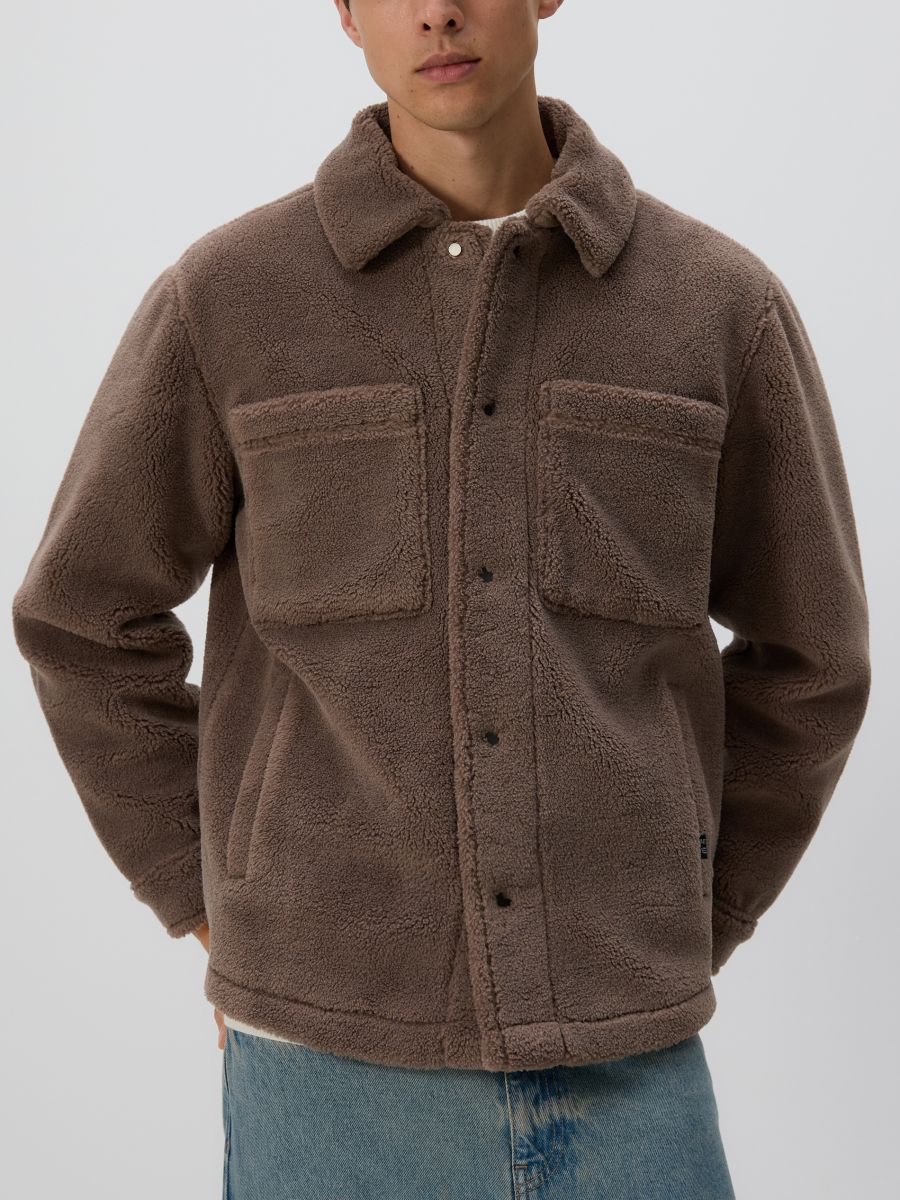 Veste sherpa avec col - taupe - RESERVED