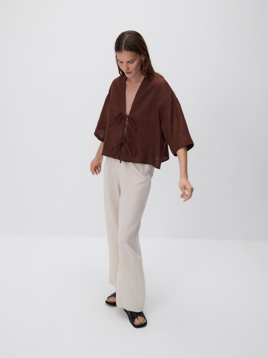 LADIES` BLOUSE - dark brown - RESERVED