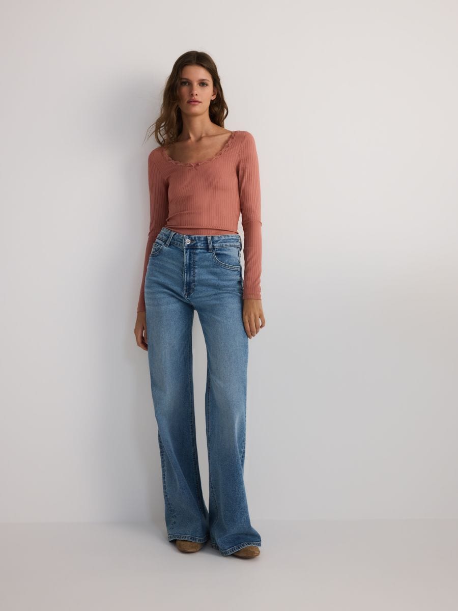 Long sleeve top with bow - mauve - RESERVED - 3