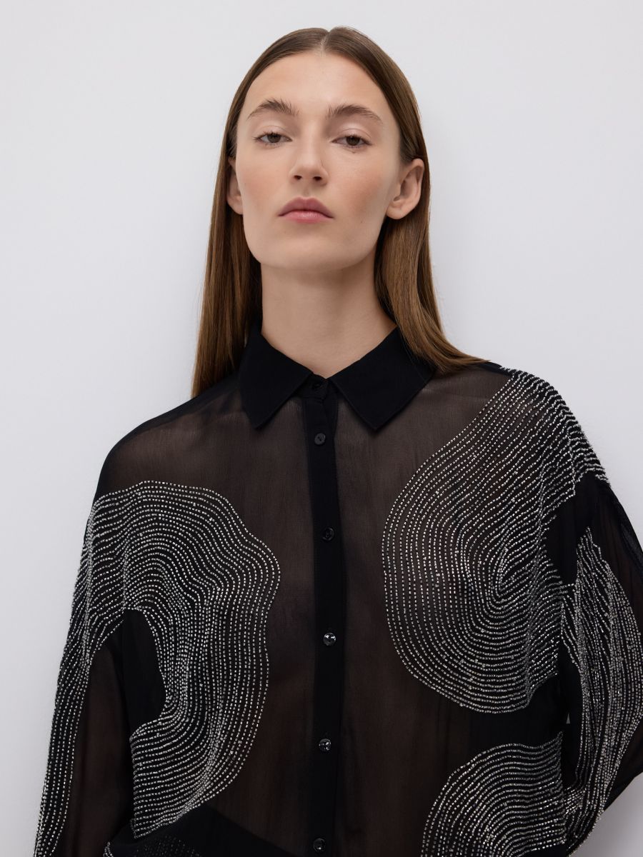 LADIES` SHIRT - чорний - RESERVED